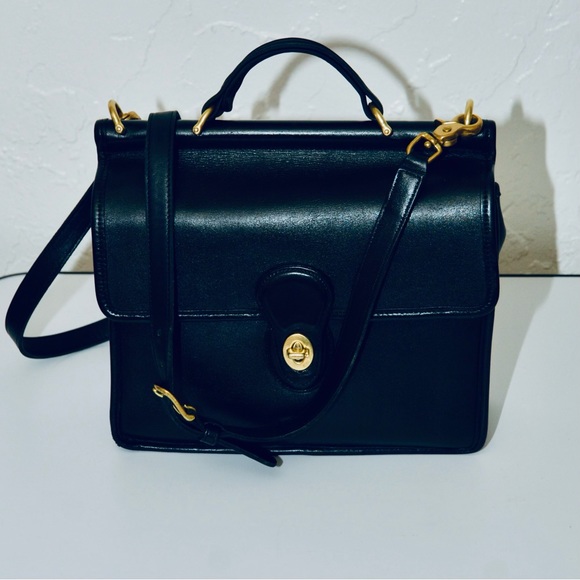 Coach Handbags - VINTAGE COACH #9927 WILLIS BLACK LEATHER BAG SATCHEL BRASS HARDW…